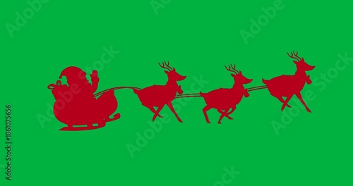 Red Santa silhouette animation celebrates Christmas tradition.