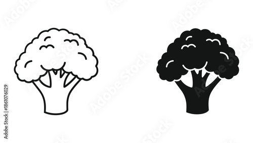 Broccoli illustration in black and white