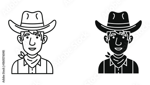 Cowboy character illustration set