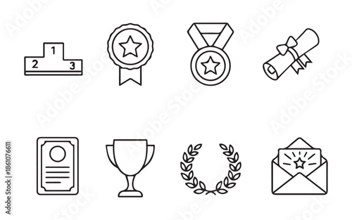 Awards and recognition symbols for achievement and success