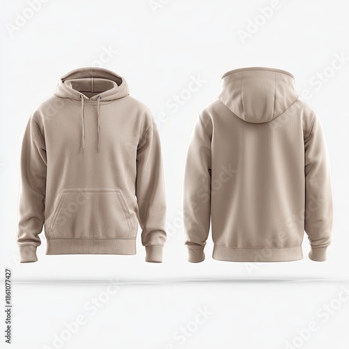 Wallpaper Mural Beige hoodie, front & back view, floating on white space Torontodigital.ca