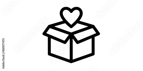 Heart emerging from an open box symbolizing love and surprise