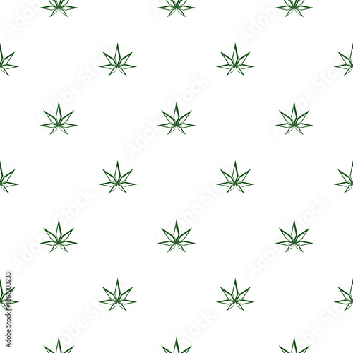 Cannabis leaf seamless pattern isolated on white background