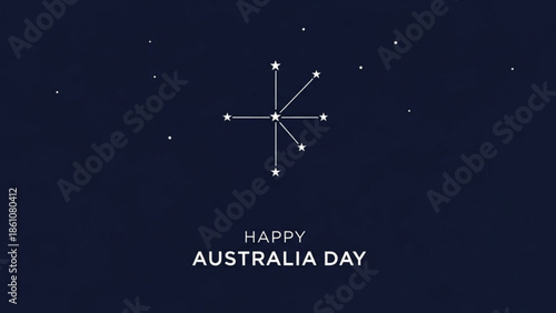 Happy australia day celebration with starry night sky and southern cross constellation