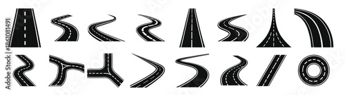 a set of black and white road signs