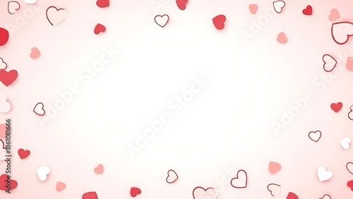 Beautiful heart shaped confetti on pink background