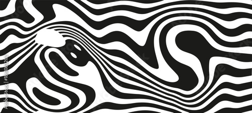 abstract horizontal background with black and white waves