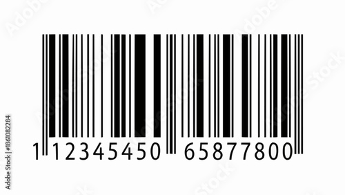 Close up of a black and white barcode with numbers below.