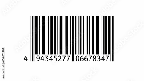 Close up of a black and white barcode on a white background.