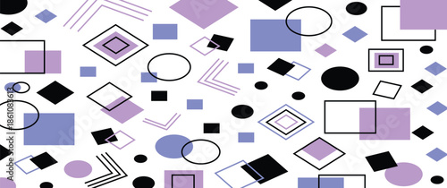 background with different geometric shapes in shades of purple