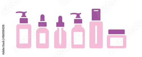 Illustration of a skin care bottle set. Beauty vector on a white canvas.

