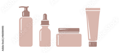 Skin care bottle set graphic. Beauty vector design on white.

