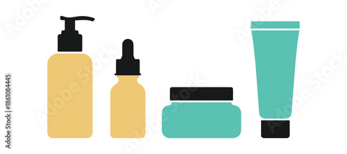 Icon of a skin care bottle set. Beauty vector illustration on a white background.