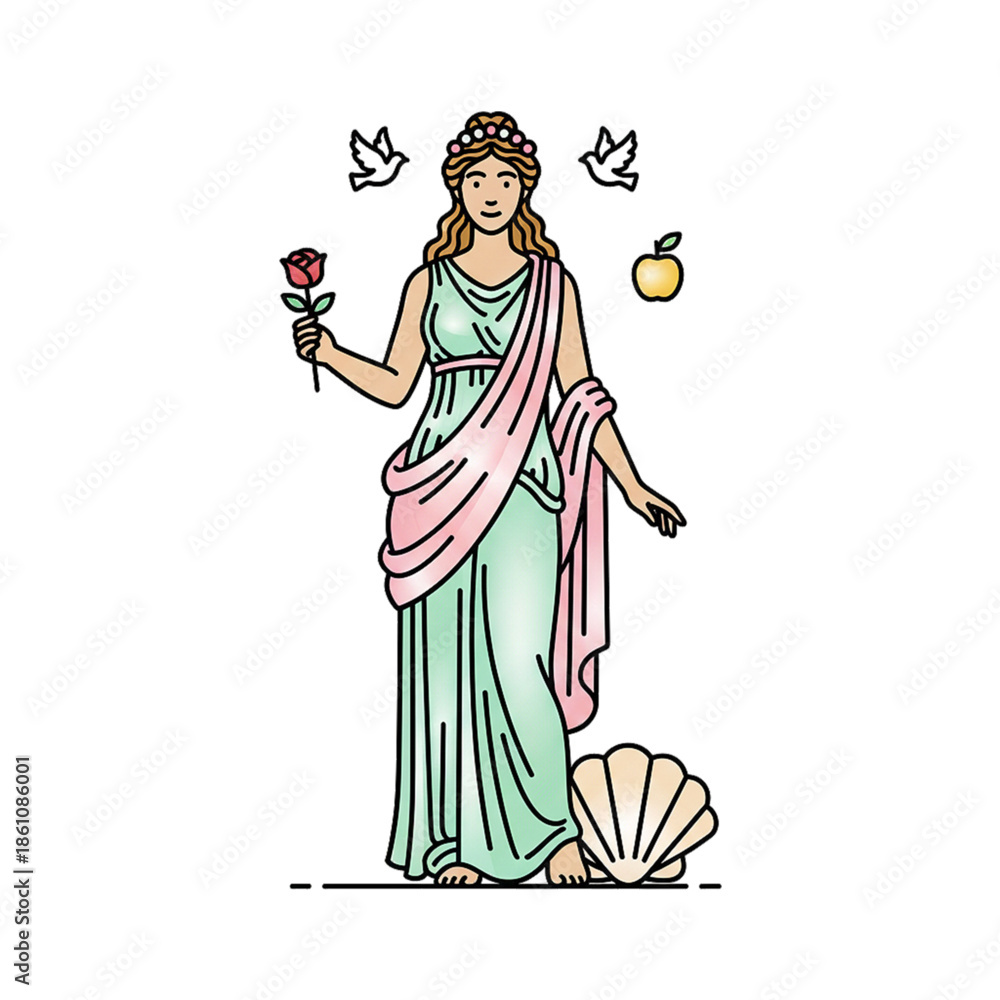 Obraz premium Character of the god Aphrodite. with a white background.
