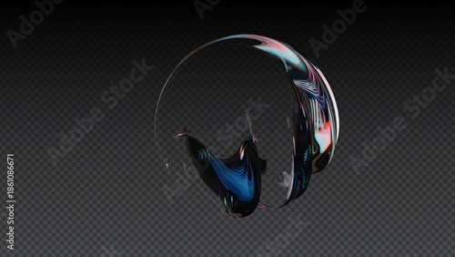 Translucent Glass Sphere with Iridescent Rainbow Gradient Reflections