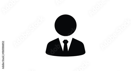 A stark black silhouette of a suited person with a tie a simple human figure silhouette