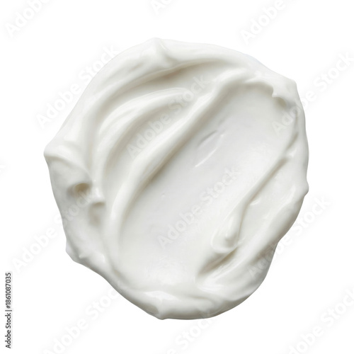 Fotografía Whipped white cosmetic cream swirl or face lotion smear