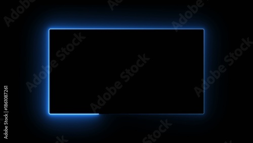 Bright blue rectangular outline with rounded corners on a dark Generate title without using the word 