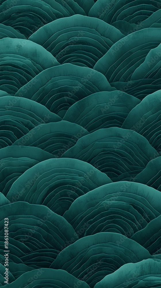 Fototapeta premium 背景素材 青海波 緑 Background Seigaiha Wave crest pattern Green （Generative AI）
