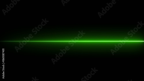 Bright green neon laser beam glowing horizontally in a dark Generate title without using the word 