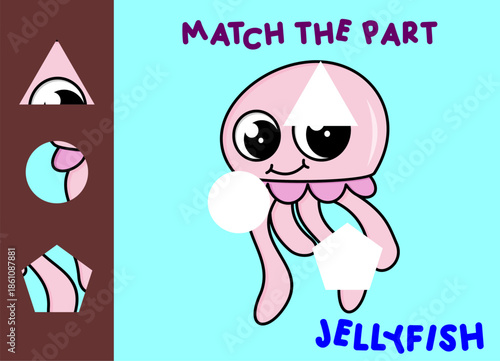 Match children educational game. Match parts of cartoon animal. Activity for preschool  kids