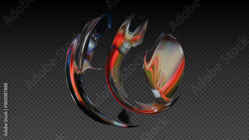 Wallpaper Mural Transparent Glass Wave Shape with Orange Gradient on Dark Background Torontodigital.ca