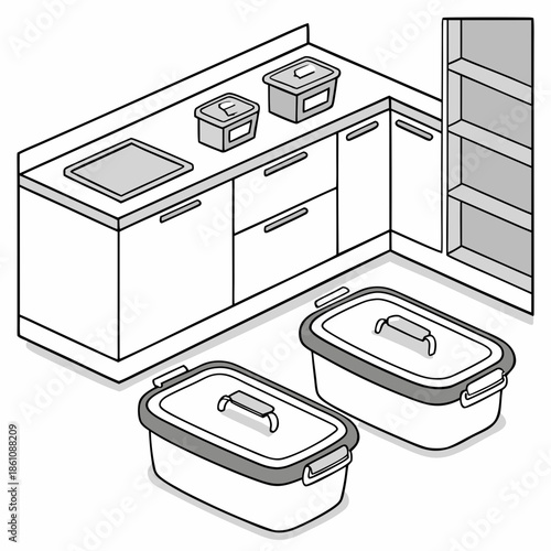 Modern kitchen storage setup