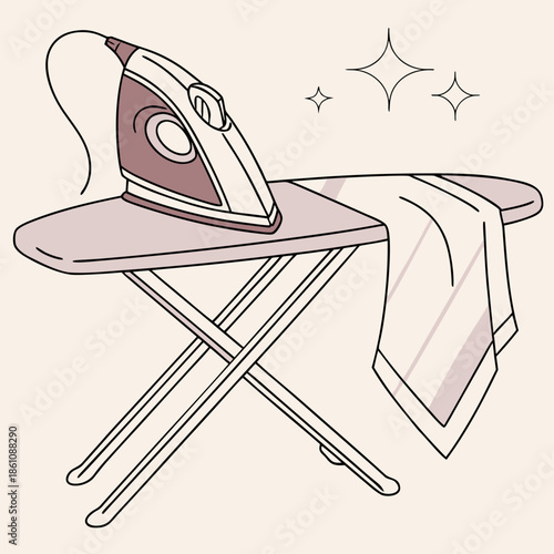 Ironing clothes on a board