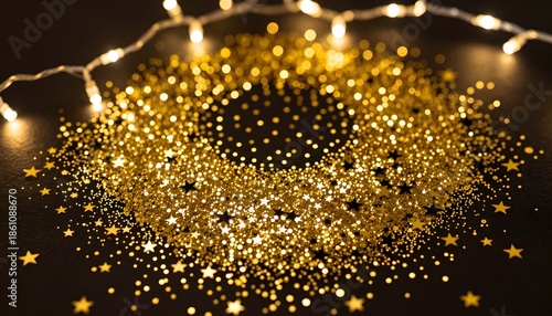Golden Glitter and Starry Lights Creating a Festive Atmosphere for Celebratory Events