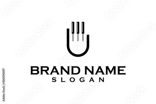 Fingers piano logo design template