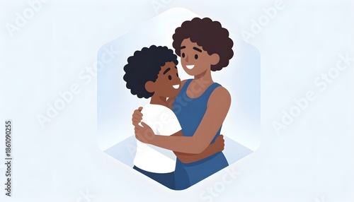 Wallpaper Mural Illustration of a Mother Embracing Her Son in a Heartwarming Display of Love and Affection Torontodigital.ca