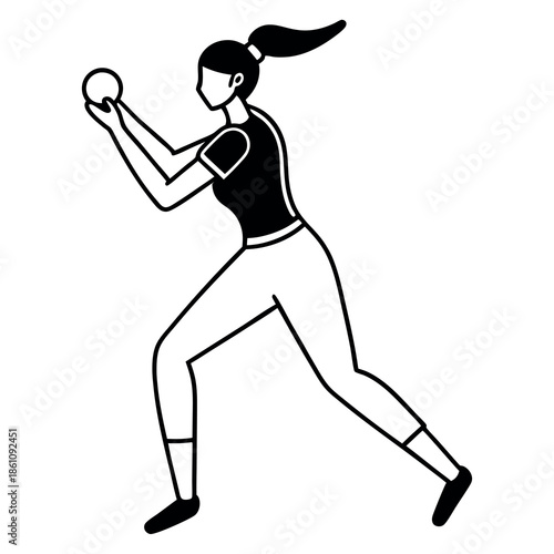 Female planing cricket with white background 