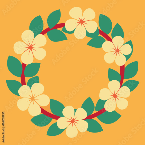 Flower lei with blossoms forming a ring tropical 