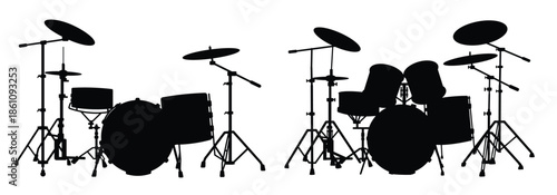 complete drum set silhouette percussion instrument