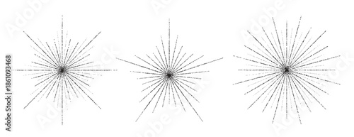 dotted grain star with beams set black stippled ray sparkle 
