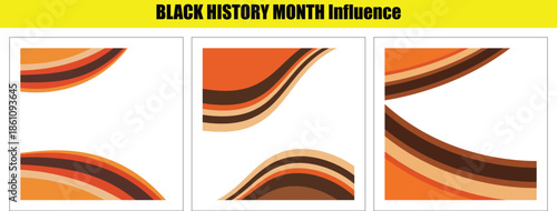Three abstract with wavy lines in shades of orange brown and beige on white background