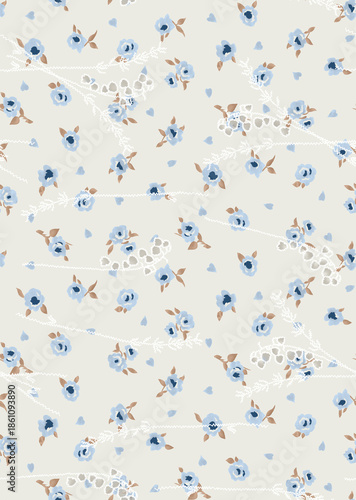 Tablou pe pânză This image features a dainty floral pattern in a watercolor or hand-painted style
