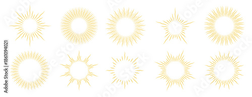  gold wavy sunburst frame set golden curly radial sun light