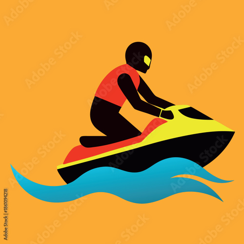 Jet ski rider zooming across the water energetic 