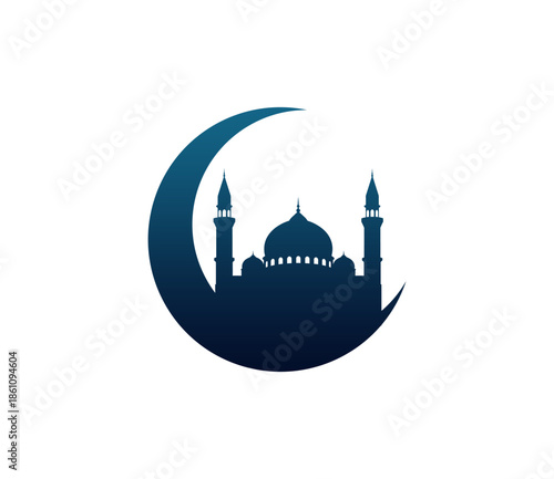 Ramadan Poster Silhouette Of Islamic Mosque Moon Crescent Muslim