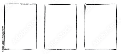 grunge rectangle frame set different paint brushed border