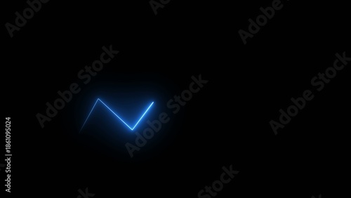 Bright blue glowing checkmark symbol with jagged lines on a dark Generate title without using the word 