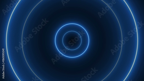 Bright blue glowing concentric circles radiating outward on a dark blue Generate title without using the word 
