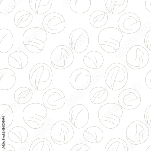 Seamless Pattern of HandDrawn Coffee Beans in Outline Style. Vector Illustrations. EPS Editable