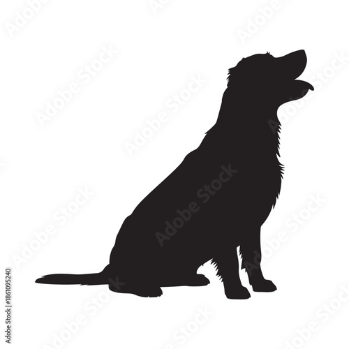 A striking silhouette of a golden retriever sitting in profile showcasing its noble and gentle form