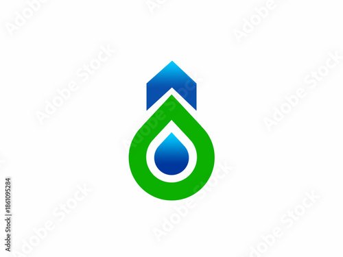 Biofuel and Environmental Protection Symbol with Arrow Up and Water Droplet
