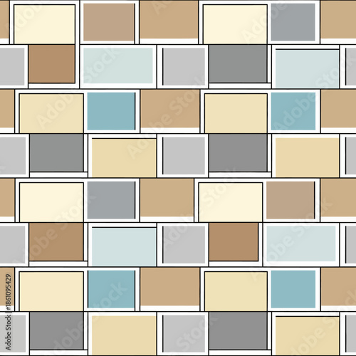 Seamless Pattern of Rectangular Bricks in Various Colors. Vector Illustrations. EPS Editable