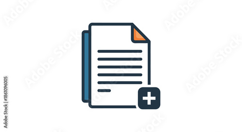 A stacked document icon with a plus symbol representing adding or creating files silhouette