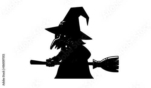 Halloween Scary Cartoon Witch Illustration Spooky Clip Art Vector Design
