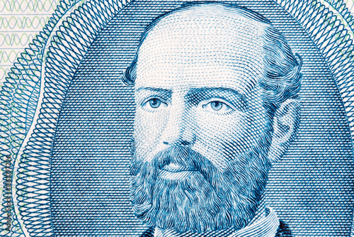 Quadro em tela Arturo Prat a closeup portrait from Chilean money
